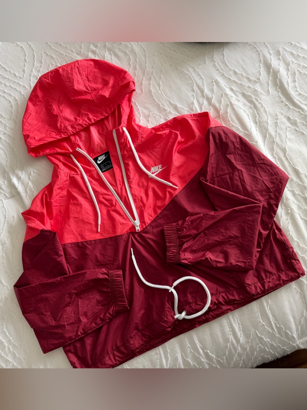 Nike Two-Tone Burgundy and Red Windbreaker Jacket